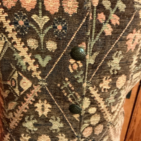 Vintage Tapestry Vest | Floral Geometric Button Front | Women’s Large - Picture 5 of 12
